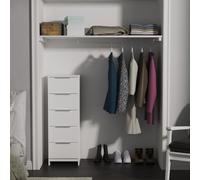 Plymouth Tall Tallboy White 5 Drawers 37cm