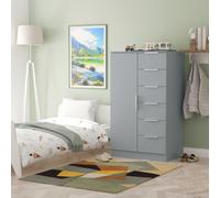 Plymouth Tall Wardrobe Light Blue 1 Door 1 Shelf 5 Drawers 74cm
