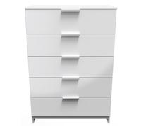 Plymouth White Gloss 5 Drawer Chest