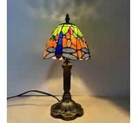 Plynvexa Tiffany Style Lamp,6" Dragonfly Stained Glass Table Lamp,Vintage Bedside Lamp for Bedroom, Living Room,Office Atmosphere Desk Lamp with Artistic Flair