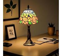 Plynvexa Tiffany Style Table Lamp 6.5" Sunflower Stained Glass Lamp Vintage Handcrafted Design for Bedroom Living Room Study Light