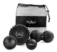 Plyopic Deep Tissue Massage Ball Set - Set of 4: Lacrosse, Spiky, Peanut and 12cm Foam Roller Massager Balls | for Muscle Pain, Mobility Therapy, Myofascial Release and Trigger Point Relief
