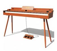 PLYOR 88 Key Digital Piano Keyboard with Stand & 3 Pedals, Weighted Keyboard Electric Piano for Beginners, Progressive Hammer-Action Home Digital Piano with Desk Mode, Headphone Jack, USB-MIDI, Brown