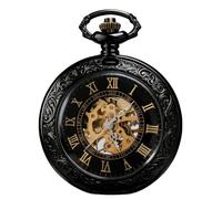 plyrmonth black hollow carved mechanical pocket watch, an excellent gift for family and friends., Black Gold