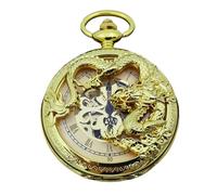 plyrmonth Men's Black Mechanical Retro Pocket Watch, Classic Manual Winding Mechanical Pocket Watch, with Chain, Suitable for Various Holidays as a Thoughtful Gift., Golden Dragon, Classic10