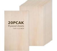 Plywood Board 20PCS 12" x8" x 1/12 inch Basswood Sheets Thin Wood Sheets Perfect for Arts Crafts School Projects and DIY Projects,Baltic Birch Sheets Perfect for Wood Burning