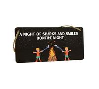 Plywood Bonfire Night Hanging Sign - Home Decor and Idea for Family, Grandparents, and Kids - A Night of Sparks and Smiles for Your Living Room (smlsgn-ha23-smilebon)