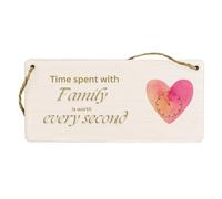 Plywood Family Sign - Time Spent with Family is Worth Every Second - Hanging Home Décor for Kitchen, Bedroom - Loving Gift Idea for Mum, Dad