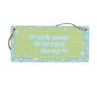 Plywood Hanging Bathroom Sign - Wash Your Worries Away