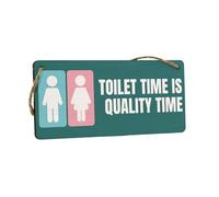 Plywood Hanging Sign - Novelty Bathroom Humour Idea - Full Colour Design: Toilet Time is Quality Time - Funny Idea for Family, Mum, Dad, Grandparents, Daughter, Son (smlsgn-ha23-toiletquality)