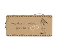 Plywood Hanging Sign - 'Together is the Best Place to Be' Relationship Wooden Sign - Couples Anniversary & Valentine's Day - Full Colour