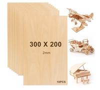 Plywood Sheets, 10Pcs Unfinished Wood Board 300 x 200 x 2mm Basswood Sheets DIY Craft Project Ply Board for Woodcraft Model Crafts Painting Stenciling Home Decor