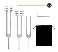 Plzoslly 3 Pack Tuning Fork Set(128Hz, 256Hz, 512Hz), Medical Sound Healing Tools Tuning Forks with Reflex Hammer for Healing Chakra Sound Therapy Solfeggio DNA Repair