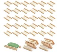 Plzoslly 30 Pack Bamboo Soap Dishes, Wood Soap Holders, Self Draining Soap Dishes, Bar Soap Holder Tray, Wood Soap Savers, Wood Color, Ladder Shape Design, 30 Pieces