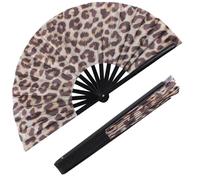 Plzoslly Large Folding Hand Fan for Men/Women, Rave Handheld Fan, Clack Summer Rave Handheld Fan for Disco Party, Beach, Dancing, Gift(Leopard)