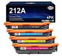 PM Colori 212A Toner Cartridges 4 Pack: (with Chip) Compatible for HP 212A Toner Works with HP Color Laserjet Enterprise M554, M555 Series, HP Color Laserjet Enterprise MFP M578 Series
