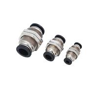 PM Pneumatic Straight Bulkhead Connector 4mm to 12mm OD Hose Plastic Touch Push in Gas Brass Quick Black(PM-8)