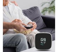 PM2.5 Dust Detector for Indoor Air Quality with and Humidity Sensor, Built-in 800 mAh Battery, Hanging Rope Design, Compact 70x70x32 mm