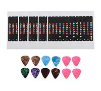 Pmandgk 5-Piece Guitar Sticker Guitar Board Sticker Guitar Note Sticker with 12 Pieces Guitar Plectrum for Beginners