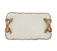 Pmandgk Style Bow Cake Storage Trays Organizer Dessert Plate Decor Trays 12x20Cm White
