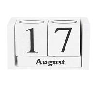 Pmandgk Vintage Wood Perpetual Calendar Shabby Chic Blocks Desktop Calendar Rustic Wooden Squares Calendar Home Office White