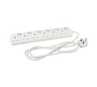 PMASTER Plugs & Sockets Switched Extension Lead with Neon Indicator 6-Gang 2m ( UK )