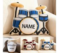 Pmcbneu Personalized Drum Set Shape Throw Pillow Custom Drummer Name Pillow 2D Flat Printing Drum Decorative Throw Pillows Home Couch Living Room Gifts for Birthday Christmas