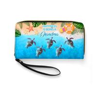 Pmcbneu Personalized Mothers Day Large Capacity Women Long Wallet Custom Family Names Happiness is Being A Grandma Leather Zipper Wallet with Print with Cute Animal Sign Gift for Mother Grandmother