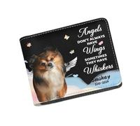 Pmcbneu Personalized Pet Face Men Wallet Custom Dog Cat Photo Bifold Wallet with Name Date Angels Don't Always Have Wings Sympathy Keepsake Memorial Gifts for Cat Dog Owner Pet Lovers