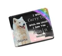 Pmcbneu Personalized Pet Face Men Wallet Custom Dog Cat Photo Bifold Wallet with Name Date I Will Carry You with Me Until I See You Again Memorial Gifts for Cat Dog Owner Pet Lovers,Style 01