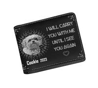 Pmcbneu Personalized Pet Face Men Wallet Custom Dog Cat Photo Bifold Wallet with Name Date I Will Carry You with Me Until I See You Again Memorial Gifts for Pet Lovers Dog Cat Owner,Style 18