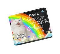 Pmcbneu Personalized Pet Face Men Wallet Custom Dog Cat Photo Bifold Wallet with Name Date I Will Carry You with Me Until I See You Again Memorial Gifts for Cat Dog Owner Pet Lovers,Style 05