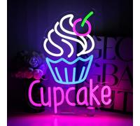 PMCVYH Cupcake Neon Sign for Wall Decor, 14.96''x 12.6'' Led Sign for Business, USB Dimmable Cake Neon Lights for Bakery Dessert Shop Food Store Cafe Kitchen Home Restaurant Wall Art