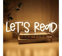 PMCVYH Let's Read Neon Sign for Wall Decor, Reading Led Signs for Library, USB Dimmable Book Neon Lights for Classroom Reading Corner Bedroom Study Room Home Book Club Motivational Wall Art