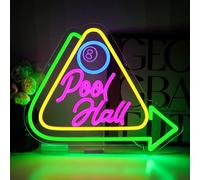 PMCVYH Pool Hall Neon Sign for Wall Decor, Billiards Led Signs for Business, USB Dimmable 15.3" x 12.6" Neon Lights for Game Room Billiards Hall Garage Bar Club Man Cave Arcade Wall Art