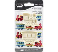 PME 2-Piece Large/Small Pop It Train and Coach Shaped Mould for Cake Decorating, Ivory, 1.6 x 9.1 x 16 cm