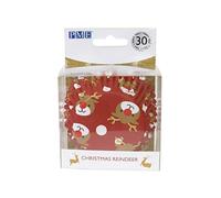 PME BC804 Foil Christmas Reindeer Cupcake Cases 30 Pack, White
