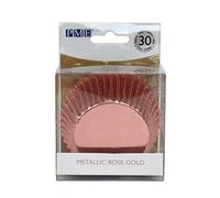 PME BC818 Metallic Rose Gold Cupcake, Standard, Baking Cases-Pk/30, Foil Lined Paper Cases