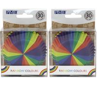 PME BC832 Rainbow Colours Cupcake Cases, Foil Lined, Pk/30, Paper, Metallic (Pack of 2)