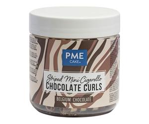 PME Belgian Chocolate Curls for Elegant Cake Decorating - Striped Cigarellos (100g)