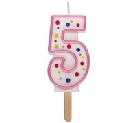 PME CA085 Pink Number 5 Plastic Candle, 4 x 1 x 6.3 cm