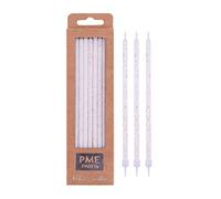 PME CA098 White Extra Tall Candles 7in 16pk Glitter, wax