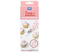 PME Cake 12 Disposable Icing Piping Bags | Vintage Collection Valentines Cherry Checkerboard Set