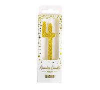 PME Cake Birthday Candle | Gold Glitter Number 4