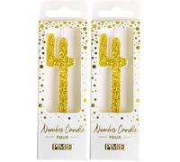 PME Cake Birthday Candle | Gold Glitter Number 4 (Pack of 2)