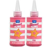 PME Cake Biscuit Icing- Pink (120g / 4.25oz) | Ready-to-Use Pink Cookie & Biscuit Icing for Decorating Cookies, Gingerbread & Sweet Treats (Pack of 2)