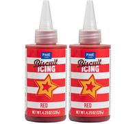PME Cake Biscuit Icing- Red (120g / 4.25oz) | Ready-to-Use Red Cookie & Biscuit Icing for Decorating Cookies, Gingerbread & Sweet Treats (Pack of 2)
