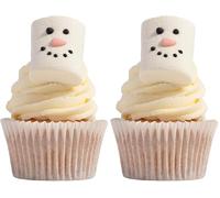 PME Cake Christmas Snowman Marshmallow Pack | 12 Festive Decoration Toppers for Cupcakes, Bakes & Winter Holiday Treats | (102g / 3.6oz) (Pack of 2)