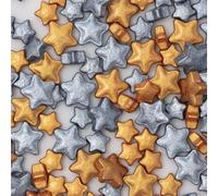PME Cake Christmas Sprinkle Charms |Gold & Silver Stars (25g / 0.9oz) | Festive Edible Decorations for Cakes, Cupcakes & Winter Holiday Bakes