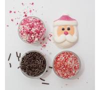 PME Cake Hot Chocolate Puffy Santa Decorating Kit | 6 Marshmallow Santas & 3 Festive Sprinkle Sachets | Christmas Treat Set for Toasty Winter Holiday Drinks & Holiday Parties (260g / 9.17oz)